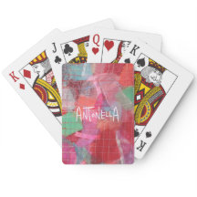 名前モノグラム赤ピンクの抽象芸術パタガーリーーンクール