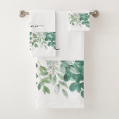 名前モノグラムEucalyptus緑 バスタオルセット (インサイチュ)