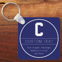 名前ユニークとモノグラムテンプレート | ネイビーブルー キーホルダー
