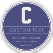 名前ユニークとモノグラムテンプレート | ネイビーブルー シール (正面)