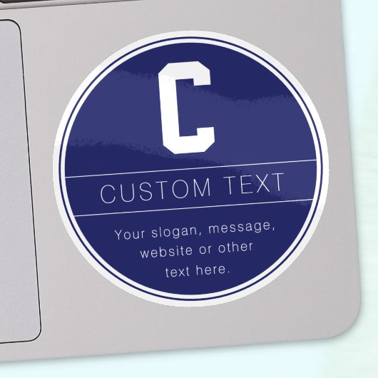 名前ユニークとモノグラムテンプレート | ネイビーブルー シール