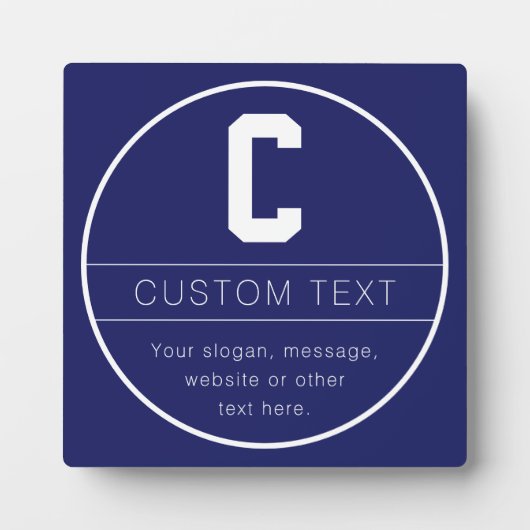名前ユニークとモノグラムテンプレート | ネイビーブルー フォトプラーク (正面)