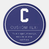 名前ユニークとモノグラムテンプレート | ネイビーブルー マグネット (正面)