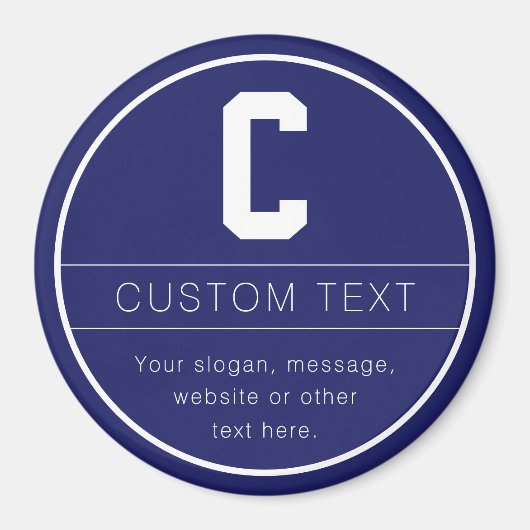 名前ユニークとモノグラムテンプレート | ネイビーブルー マグネット (正面)