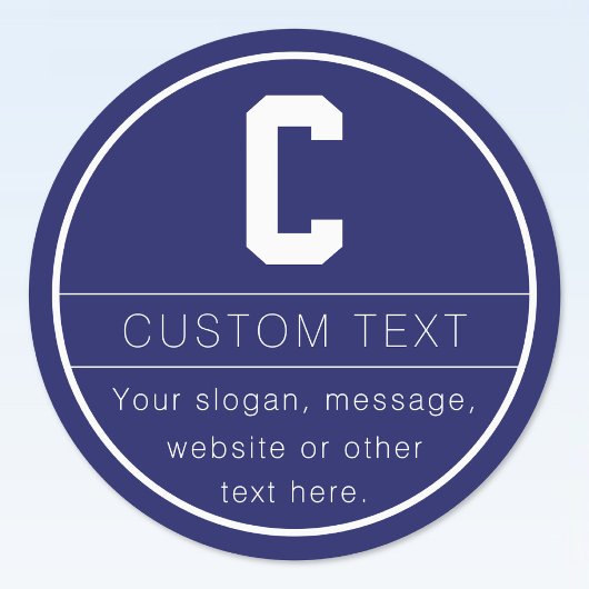 名前ユニークとモノグラムテンプレート | ネイビーブルー ラベル