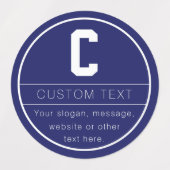 名前ユニークとモノグラムテンプレート | ネイビーブルー ラベル (デザイン2)