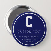 名前ユニークとモノグラムテンプレート | ネイビーブルー 缶バッジ (正面&裏面)
