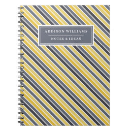 名前ユニークイエローグレイストライプカスタム ノートブック