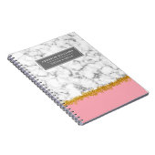 名前ユニークグレー大理石金ゴールドグリッター仕訳帳 ノートブック (右側)