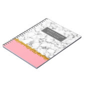 名前ユニークグレー大理石金ゴールドグリッター仕訳帳 ノートブック (左側)