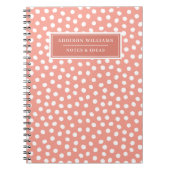 名前ユニークコーラルピンクホワイトドットカスタムズ ノートブック (正面)