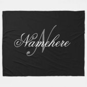 名前ユニークパーソナライズされたモノグラム大サイズ フリースブランケット (正面(横))