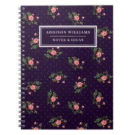 名前ユニークピンクパープルバラ仕訳帳 ノートブック
