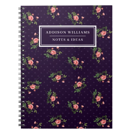 名前ユニークピンクパープルバラ仕訳帳 ノートブック (正面)