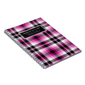 名前ユニークホットピンクブラックプレイドパターン ノートブック (右側)