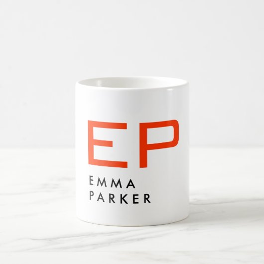 名前ユニーク白黒トレンディーレッドモノグラム コーヒーマグカップ (中央)