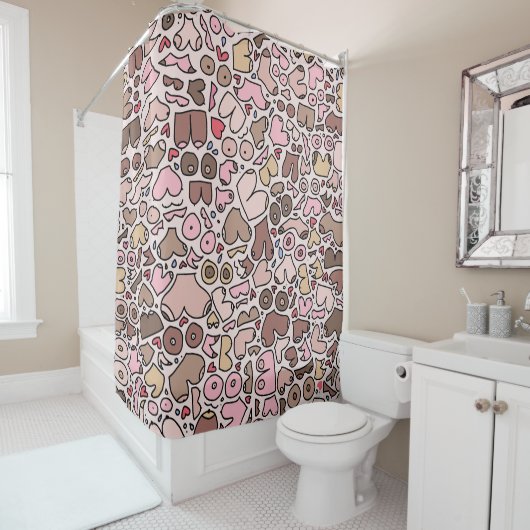 名前ユーモア中立の胸パターン シャワーカーテン (インサイチュ)