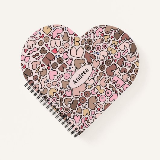 名前ユーモア中立の胸パターン ノートブック (正面)