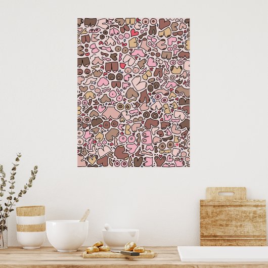 名前ユーモア中立の胸パターン ポスター (キッチン)