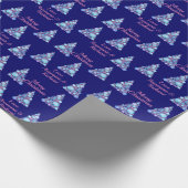 名前ラッピング付きピンクメリークリスマスツリー紙 ラッピングペーパー (角)