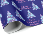 名前ラッピング付きピンクメリークリスマスツリー紙 ラッピングペーパー (ロールコーナー)