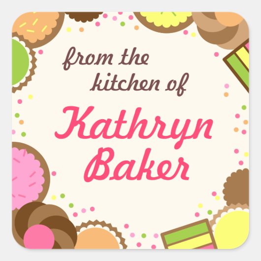 名前ラベルのキッチンから、各種Cookie スクエアシール (正面)