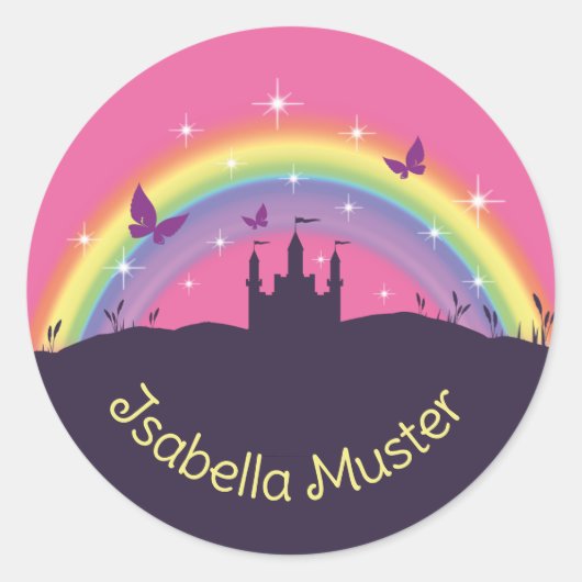 名前ラベル – fairytale castle ラウンドシール (正面)