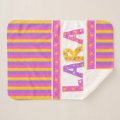 名前ララピンク黄色の紫色の花星 シェルパブランケット (正面(横))