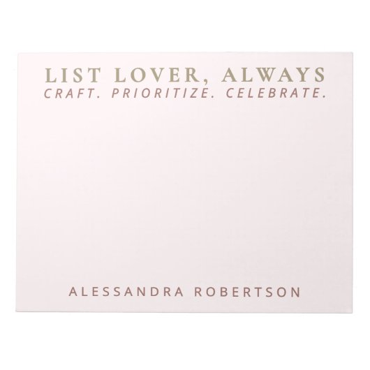 名前リストスタイリッシュ恋人パステルピンクミニマリスト ノートパッド (正面)