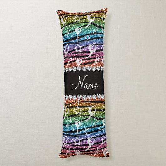 名前レインボー体操グリッターゼブラストライプ ボディピロー (裏面 (縦))