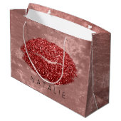 名前レッドキスリップグリッターバラメイクアップアーティスト ラージペーパーバッグ (裏面アングル)