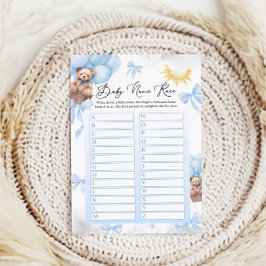 名前レースベビーシャワーゲームカード