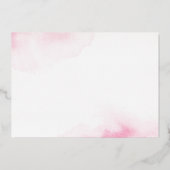 名前ロマンチックなスクリプトのピンクの水の色の箔のノーテカード 箔招待状 (裏面)
