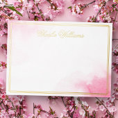 名前ロマンチックなスクリプトのピンクの水の色の箔のノーテカード 箔招待状