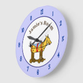 名前ヴィンテージおもちゃ馬プルおもちゃ時計と数字 ラージ壁時計 (傾斜)