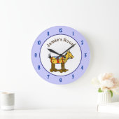 名前ヴィンテージおもちゃ馬プルおもちゃ時計と数字 ラージ壁時計 (ホーム)