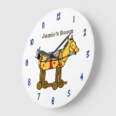 名前ヴィンテージおもちゃ馬プルおもちゃ時計と数字 ラージ壁時計 (傾斜)