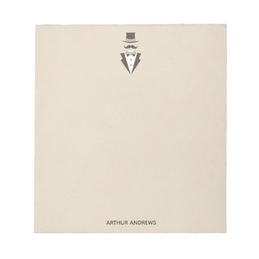 名前ヴィンテージMustache Man Top Hat Notepad ノートパッド (正面)