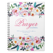 名前付かわいらしきピンクフローラ祈りの言葉仕訳帳 ノートブック (正面)