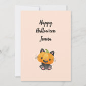 名前付きのかわいいハロウィンのかぼちゃの猫 シーズンカード (正面)