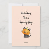 名前付きのかわいいハロウィンのかぼちゃの猫 シーズンカード (裏面)