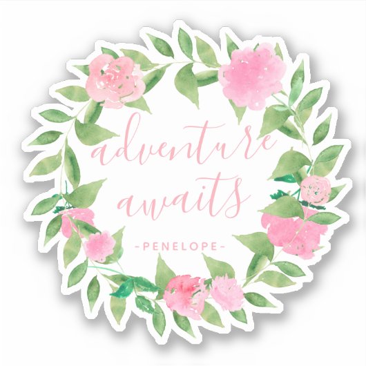 名前付きのアドベンチャーアウェイツウォーターカラーレース シール (正面)