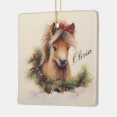 名前付きのキュートなクリスマスポニー セラミックオーナメント (左)