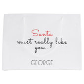 名前付きのクリスマス抱き枕の個人設定 ラージペーパーバッグ (正面)