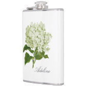名前付きの緑と白のハイドランジアの花 フラスク (左)