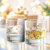 名前付きの花のヴィンテージフレンチスタイルのガラス ウイスキーグラス