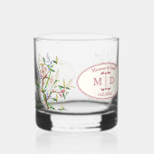 名前付きの花のヴィンテージフレンチスタイルのガラス ウイスキーグラス (裏面)