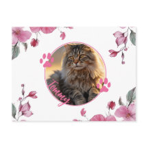 名前付きオリジナルペット写真ポストカード - 花柄フレーム