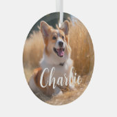 名前付きオリジナルペット写真 ガラスオーナメント (正面右)