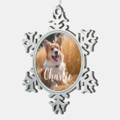 名前付きオリジナルペット写真 スノーフレークピューターオーナメント (右)